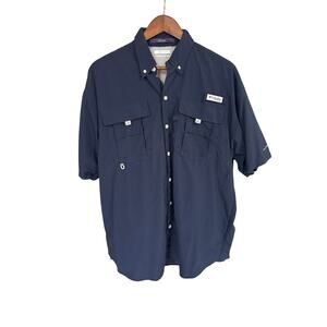 Columbia Bahama Men’s Shirt Button Down Short Sleeves Navy M